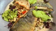 Loup de Mer, Fregola, Erbsen, Apfel-Zitronenschaum