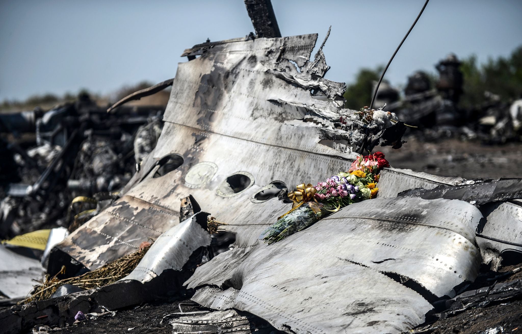 Des restes du Boeing du vol MH17, près de Grabove le 26 juillet 2014