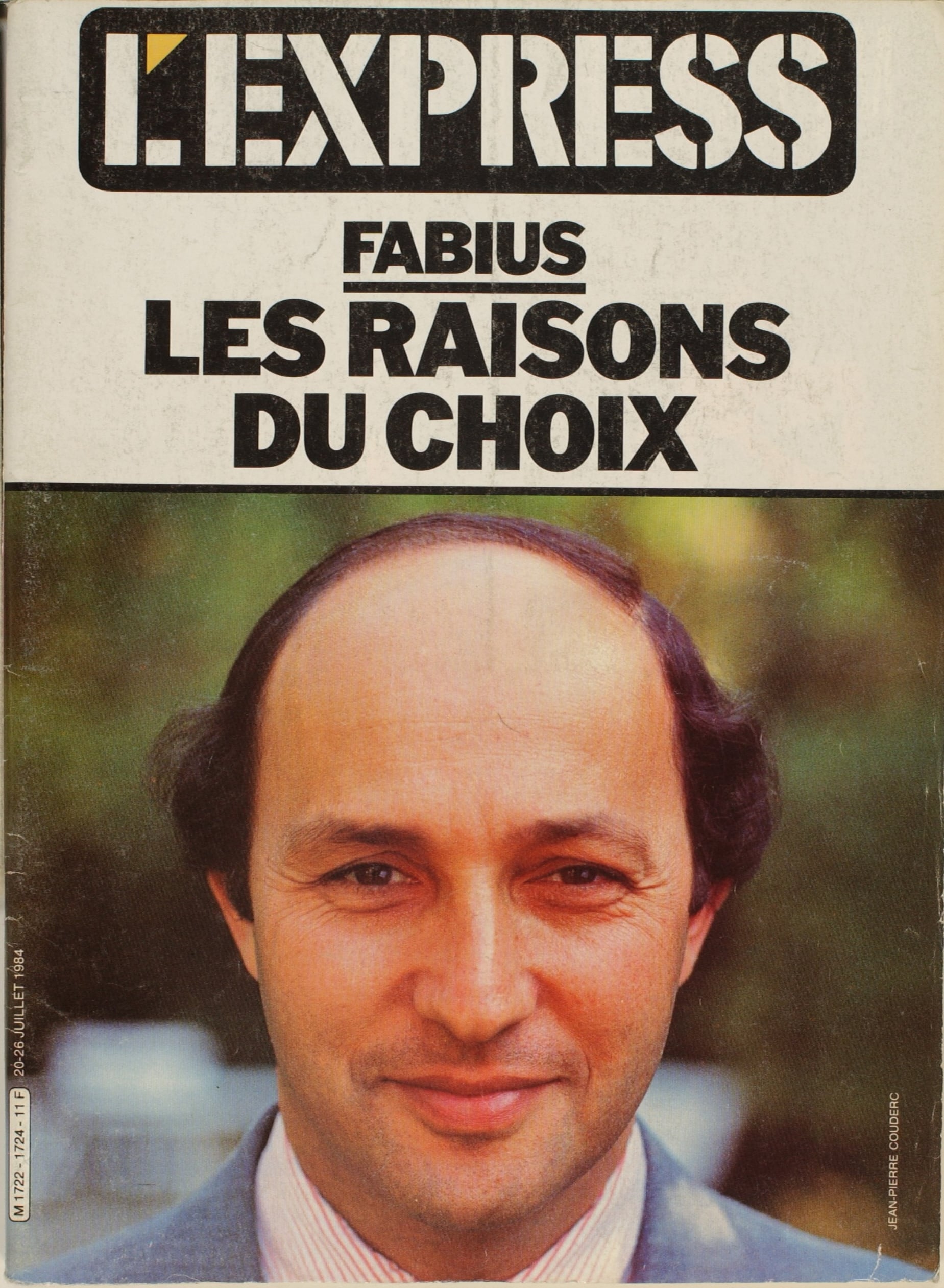 Laurent Fabius, nouveau Premier ministre, en couverture de L'Express du 20 juillet 1984.