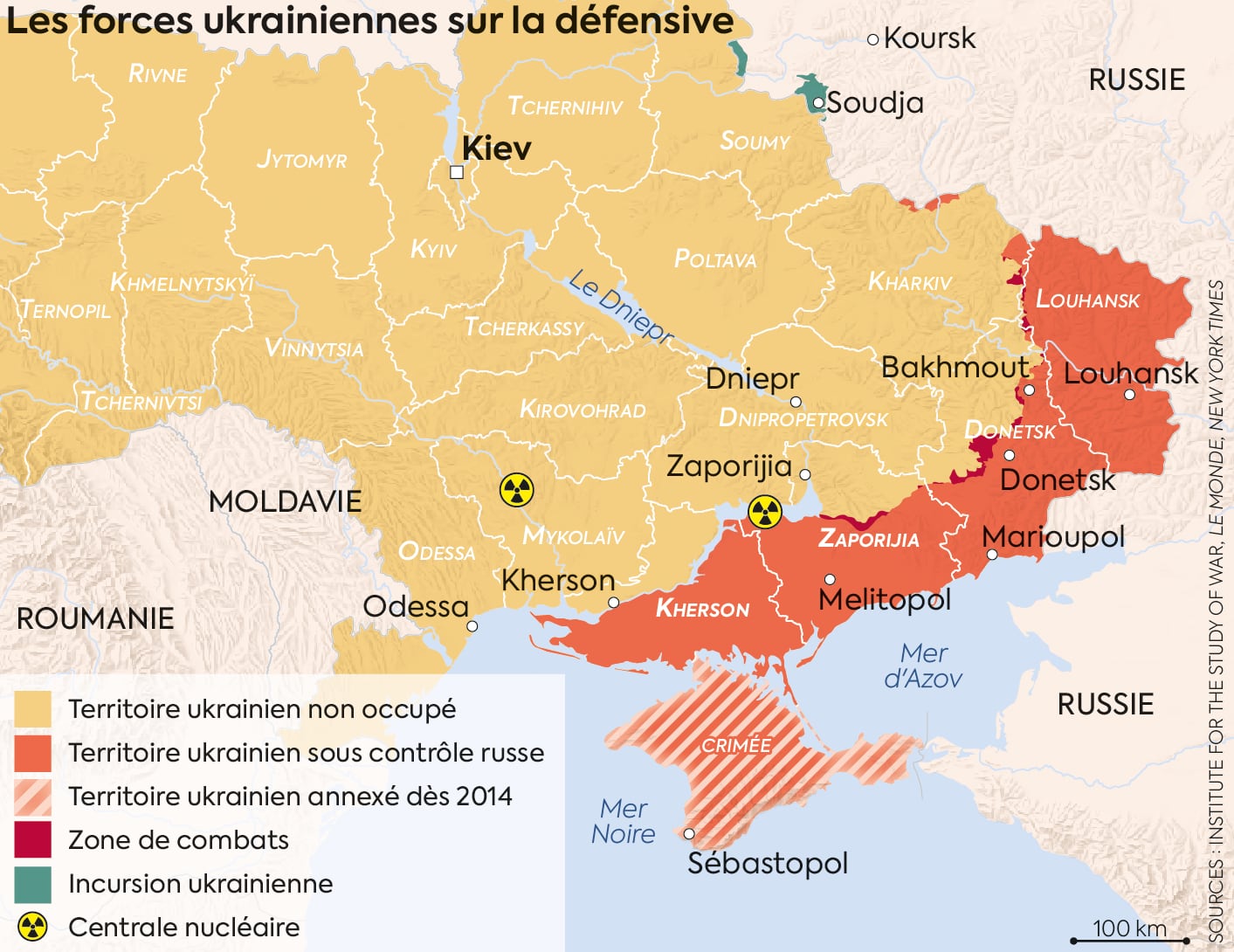 Les forces ukrainiennes sur la défensive