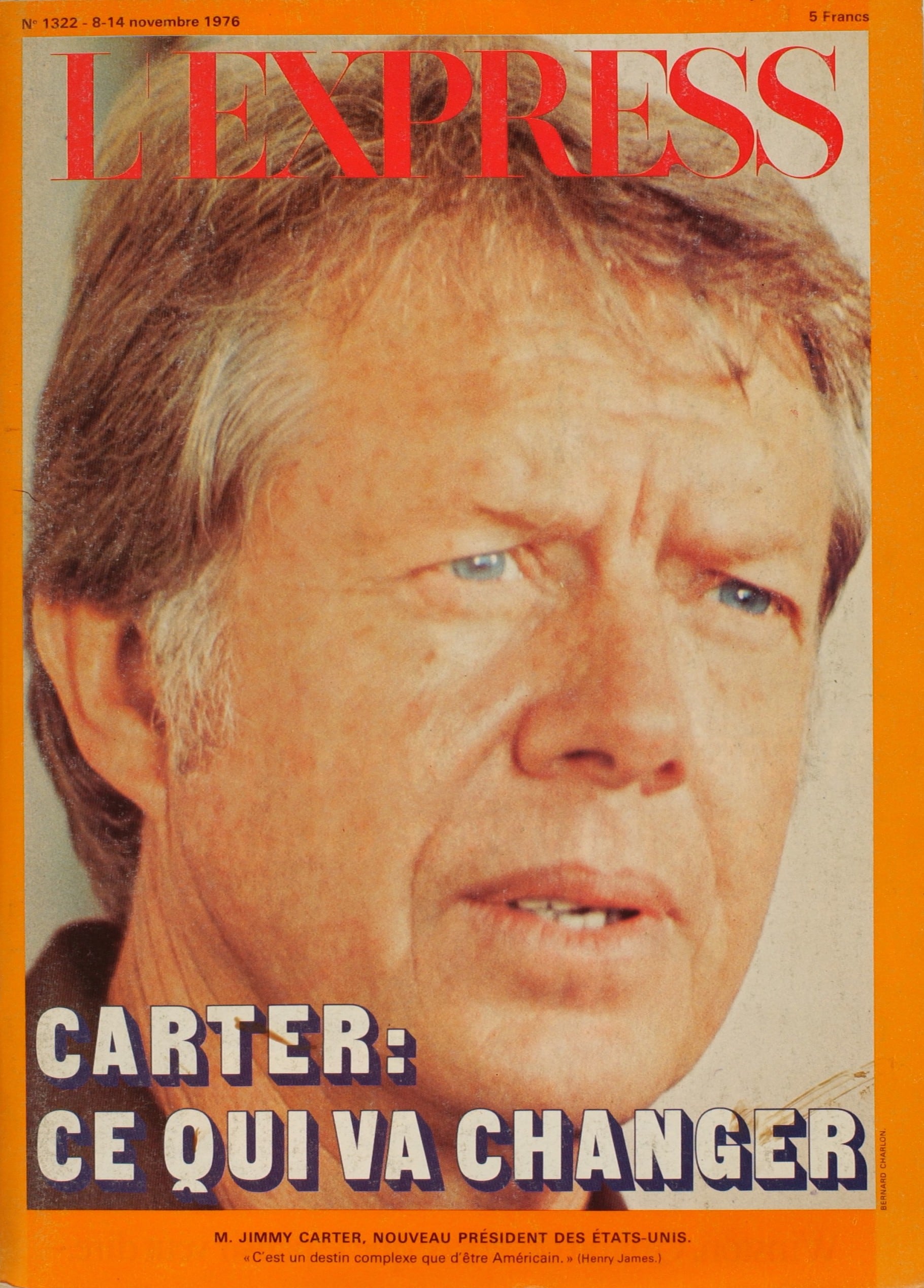 Jimmy Carter en couverture de L'Express après son élection à la présidence des Etats-Unis.