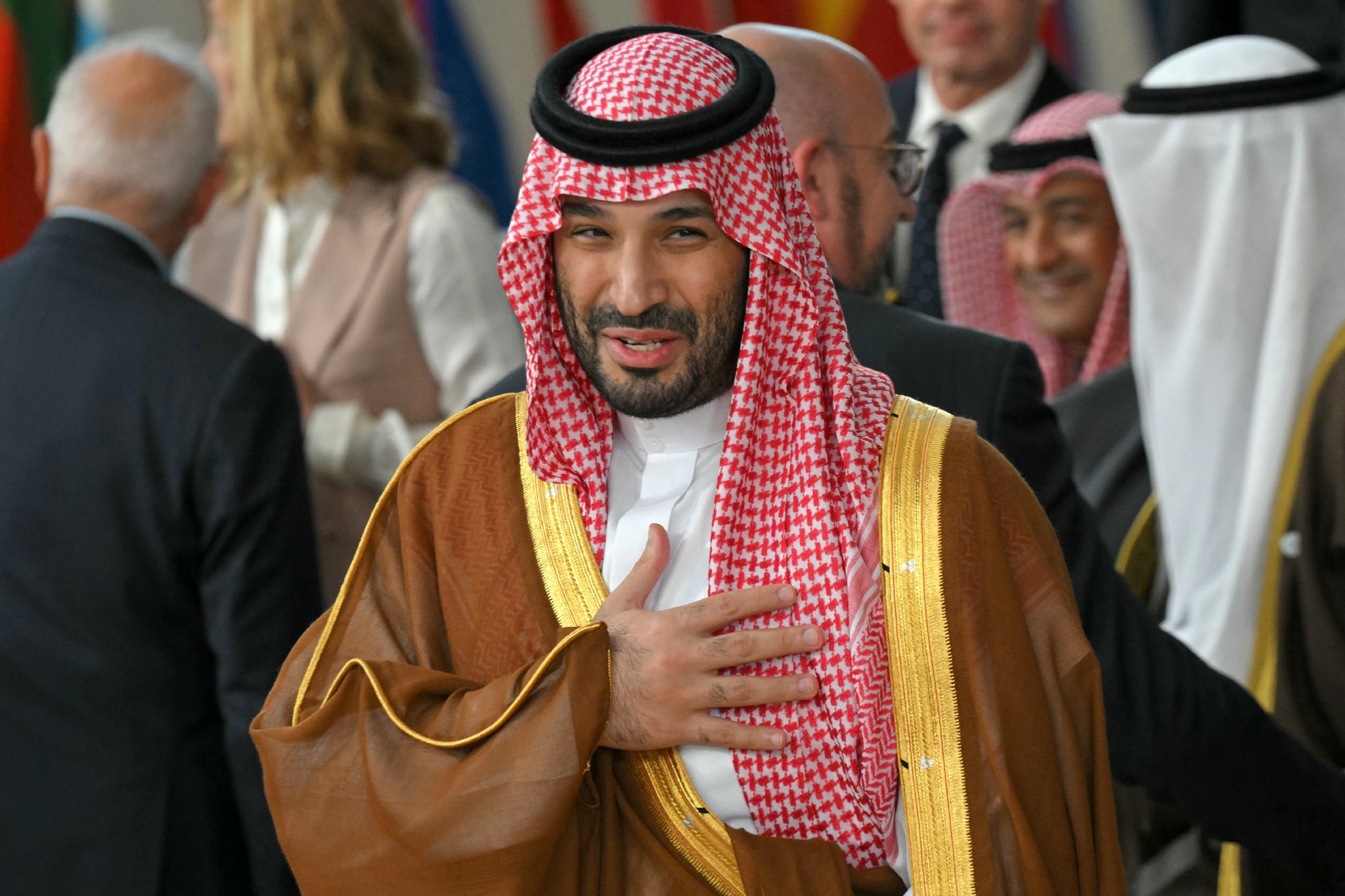 Le prince héritier saoudien Mohammed ben Salmane, le 16 octobre 2024 à Bruxelles